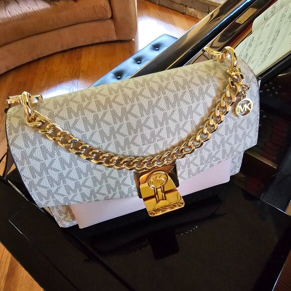 NWOT Michael Kors Lita Medium Two-Tone Logo Crossbody Bag - Picture 7 of 12